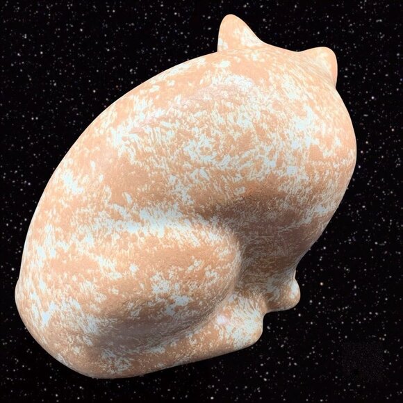 Vintage ELPA Alcobaca Orange White Cat Handpainted Ceramic Green Eye 6”T 7”W - Picture 4 of 8